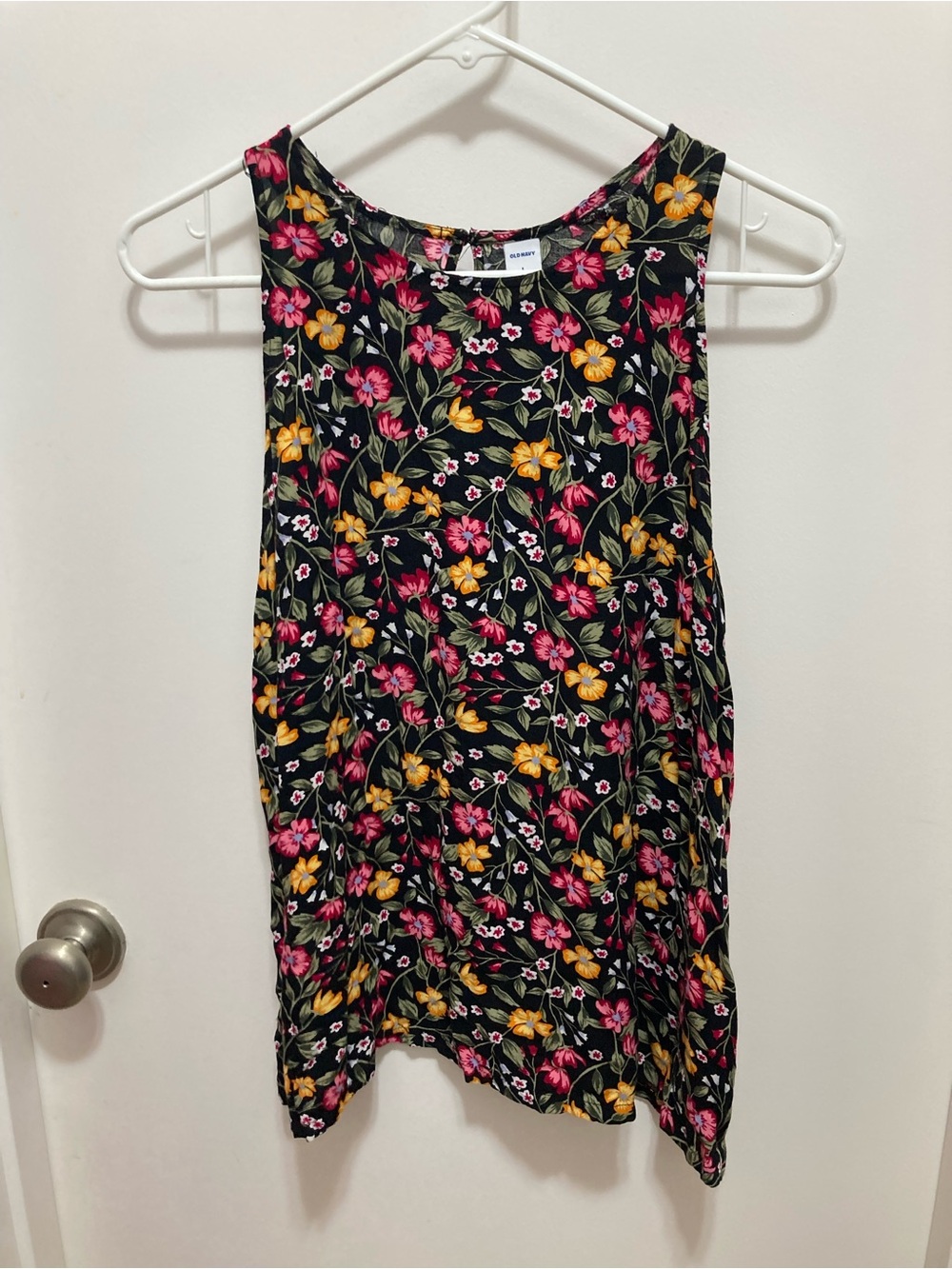 Old Navy Black 🌼 Floral pattern Tank style Tunic Top, size Large